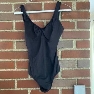 Natalie Pinch Front Black Leotard